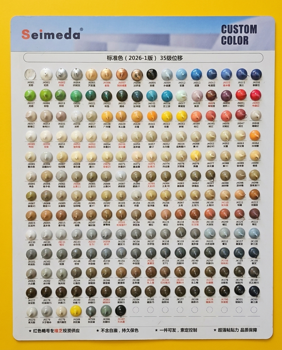 Standard color chart for the silicone sealant range