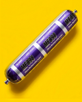 Silande MF898 silicone weatherproofing sealant, 592 ml foil sausage, lying diagonally on a yellow background